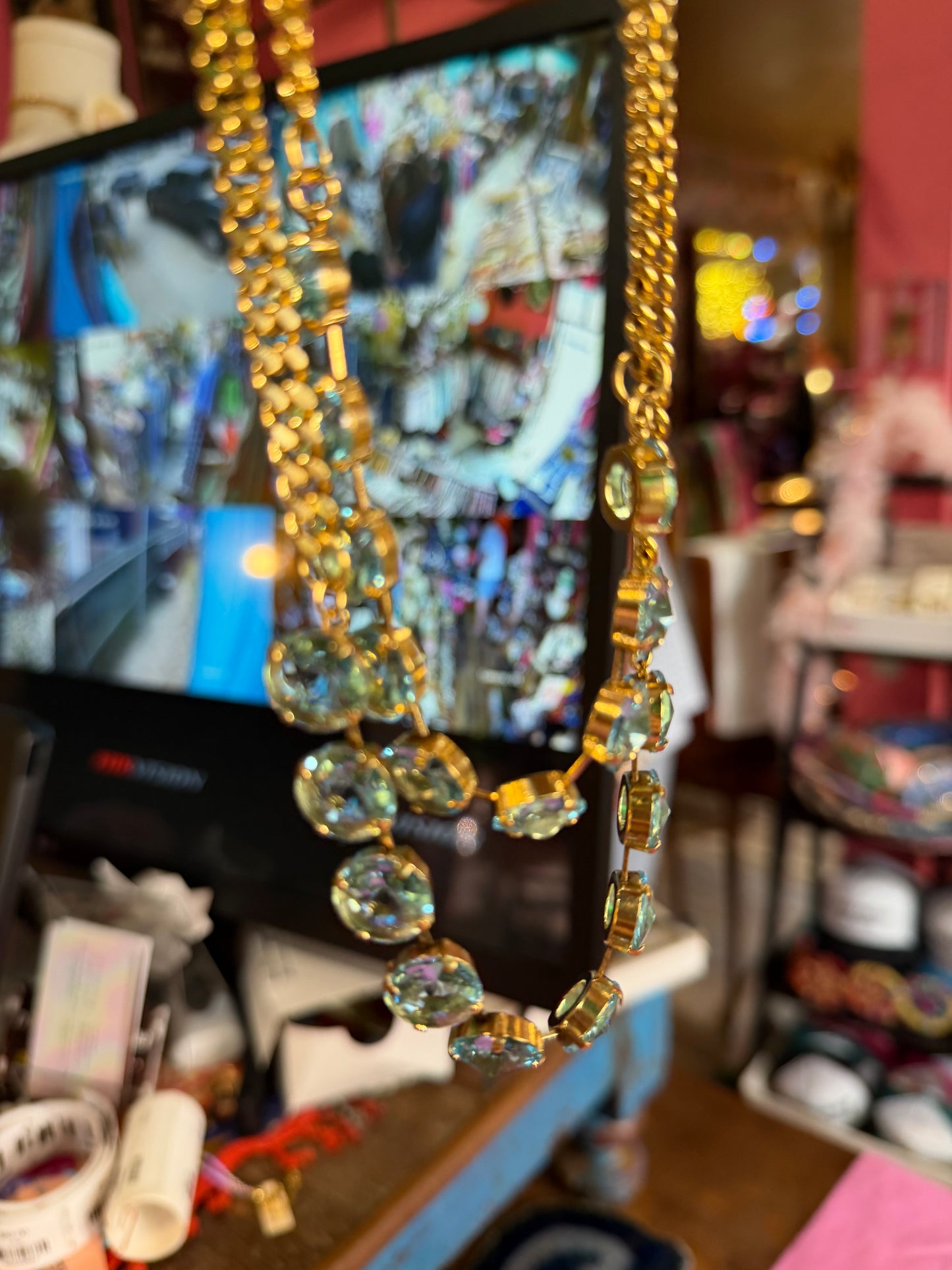 Mini Sofia Necklace in Fairy Dust/ Unfoiled Aqua Bohemia