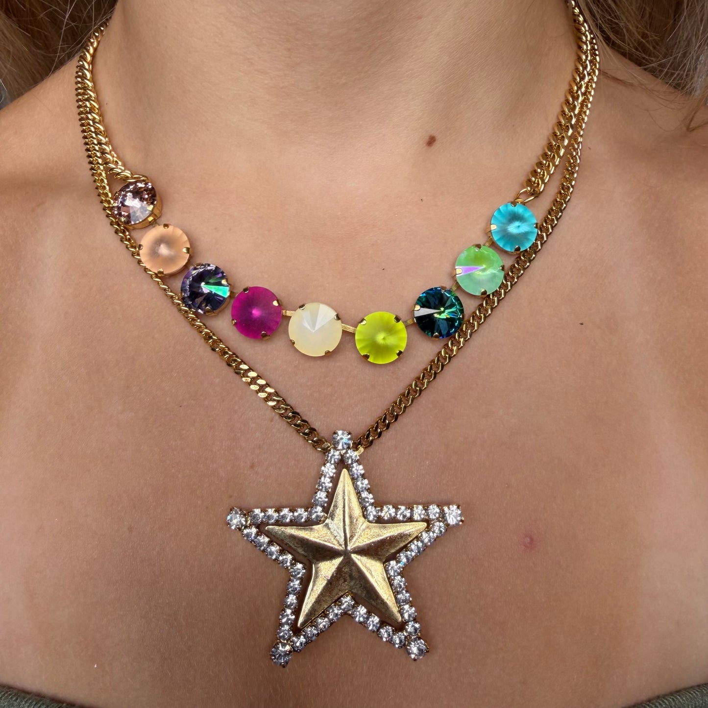 MEGA LAYERED GOLD STAR NECKLACE