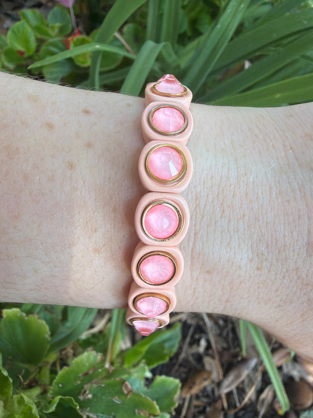 Peach n Peach Enamel Stretch Bracelet
