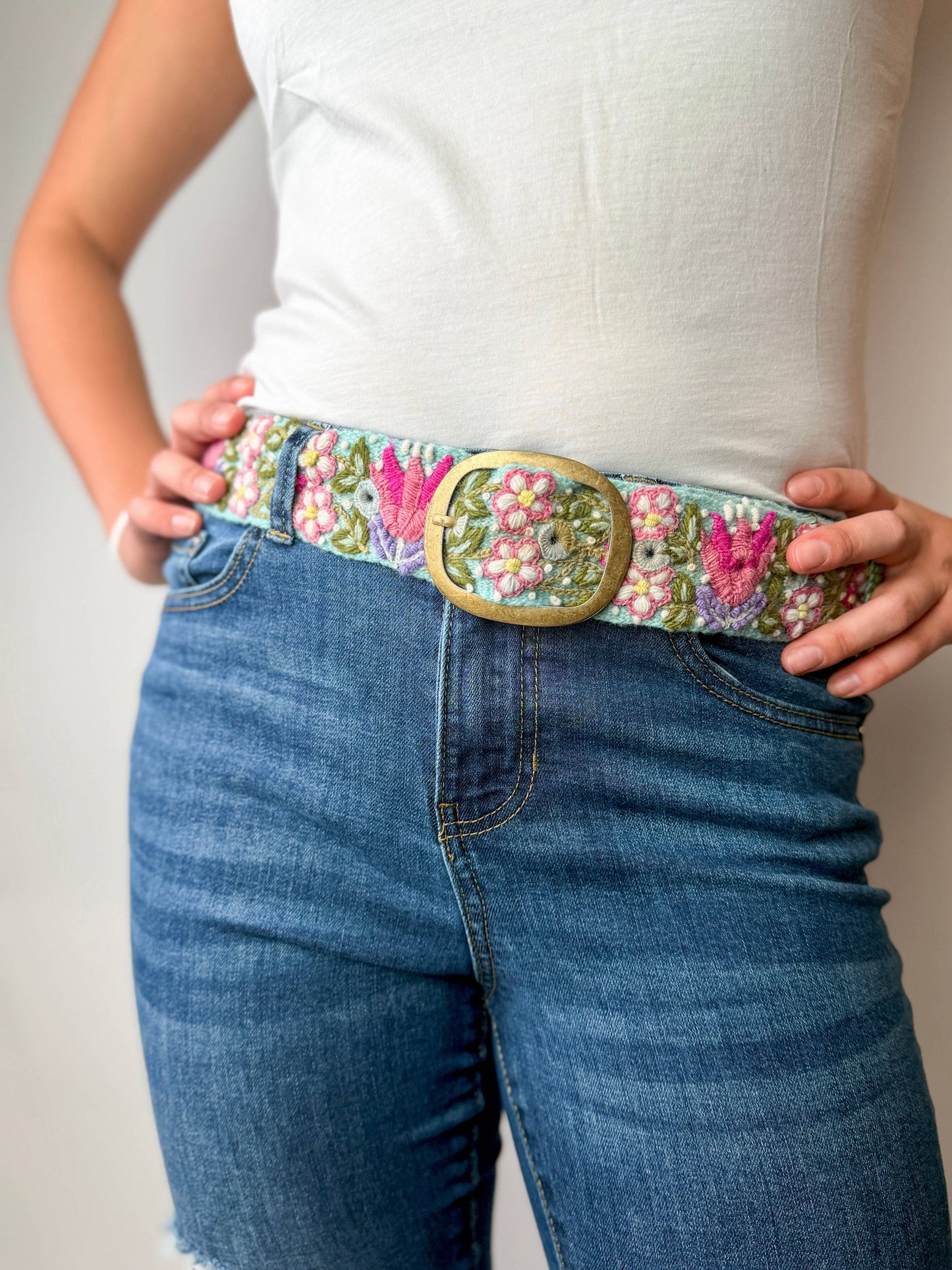 Lilypond Wide Embroidered Belt