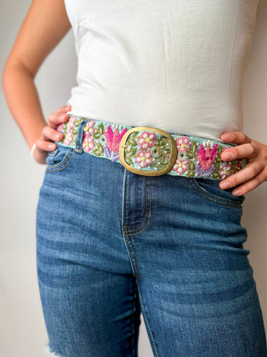 Lilypond Wide Embroidered Belt