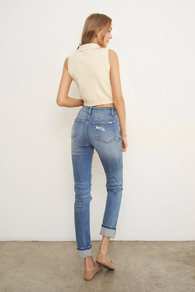 Distressed Girlfriend Skinny Jeans