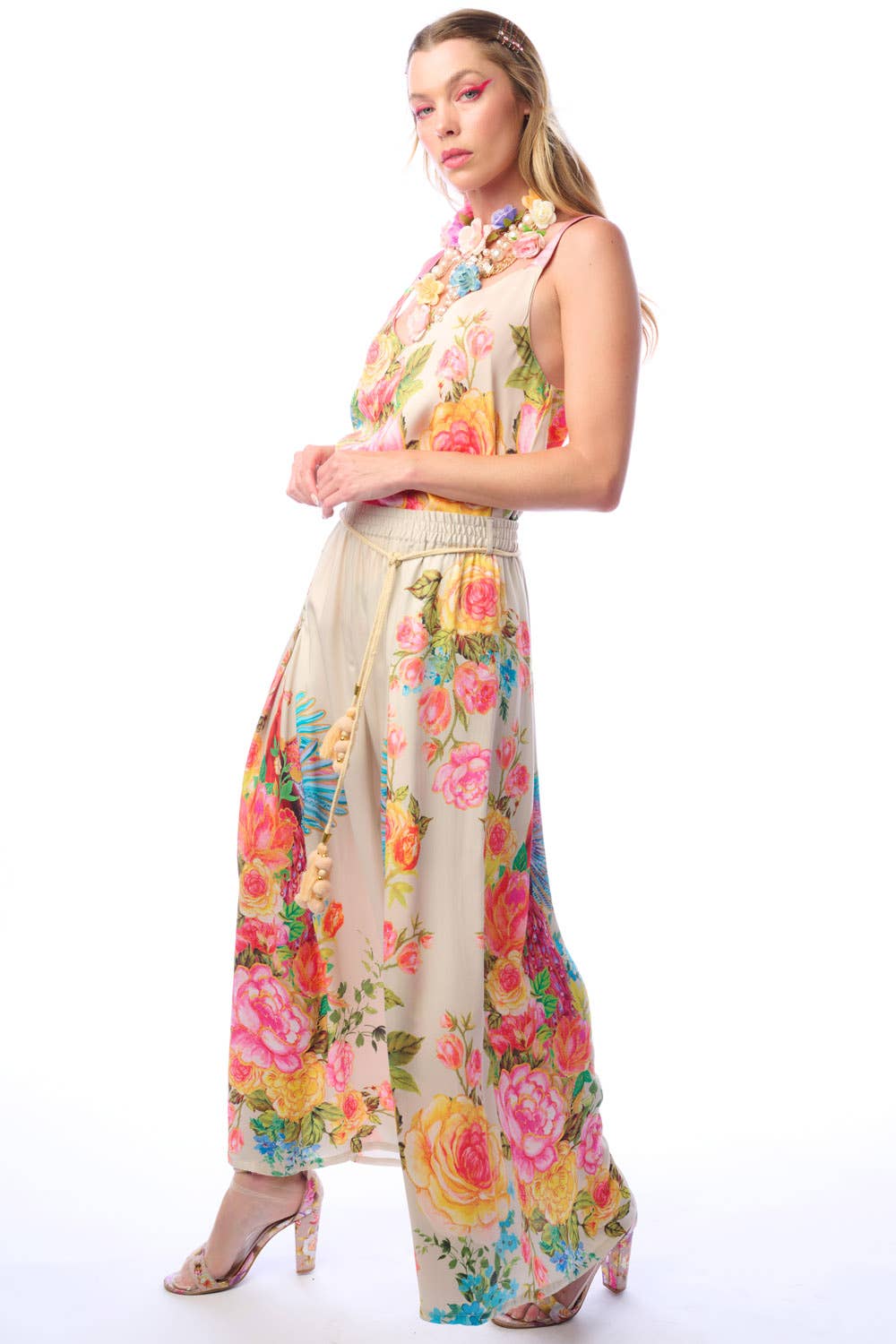 Earth Angels Pants | Wide Leg Pants | Peacock Print Pants