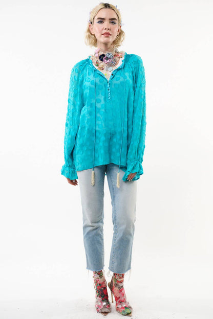 Aqua Teal Maven Blouse
