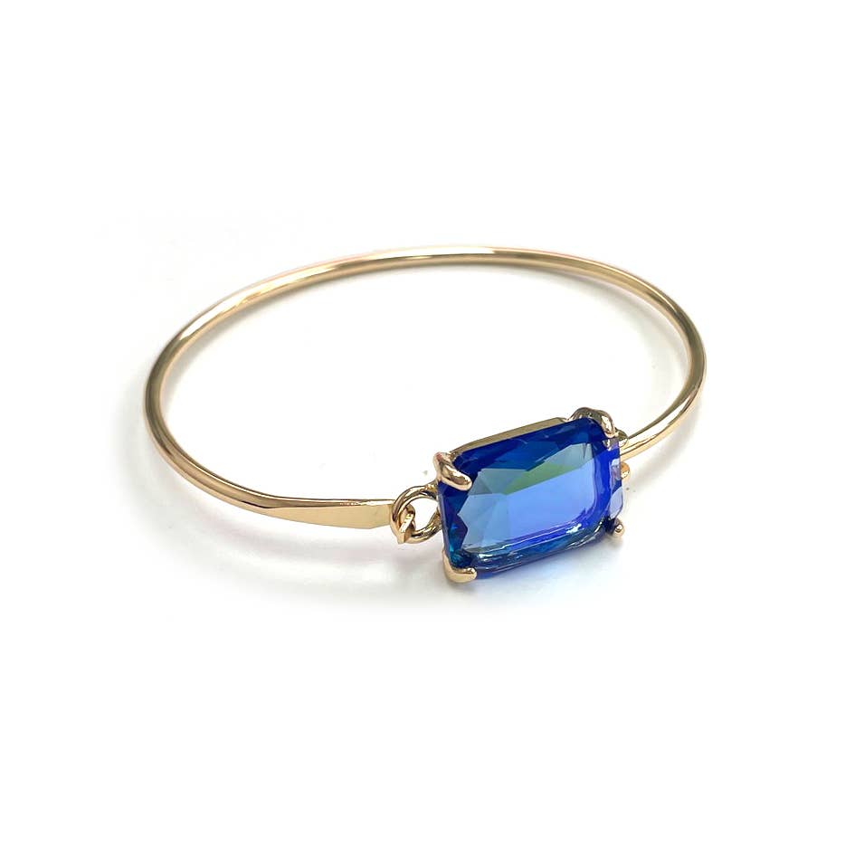 High Quality Glass Crystal Rectangle Stone Cuff Metal Bangle