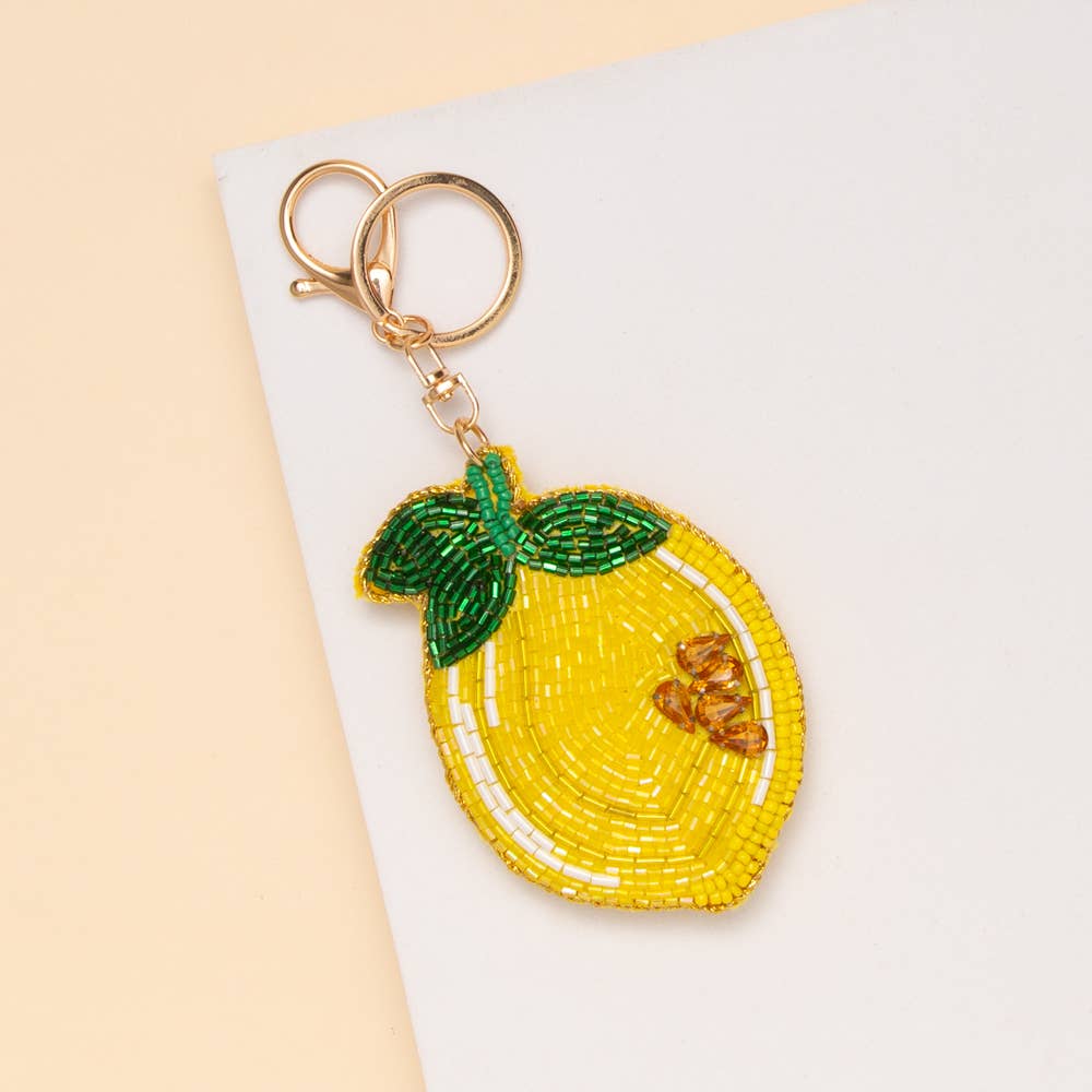 Lemon Seed Beaded Bag Charm Keychain