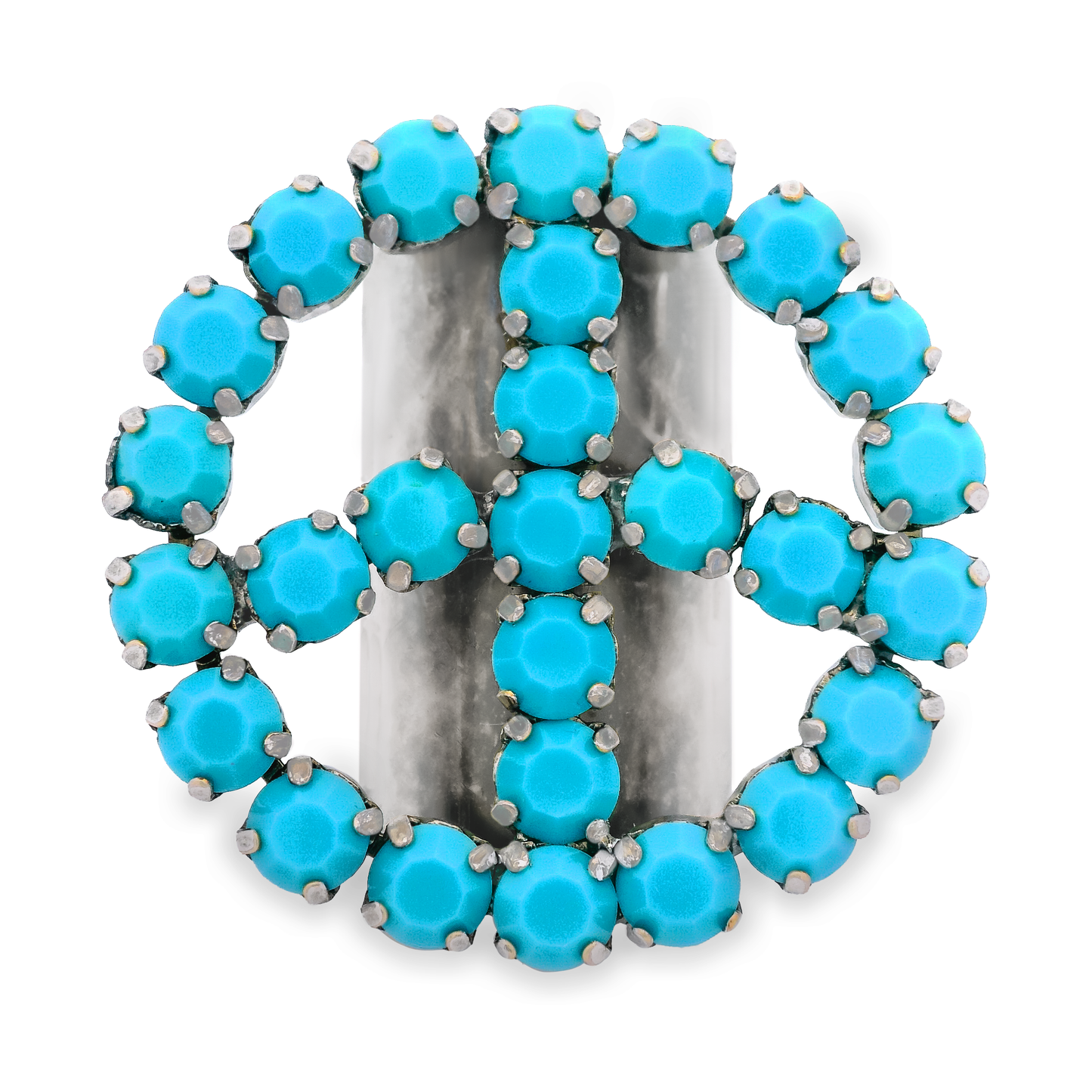 Peace or Bust Ring in Antique Silver Turquoise