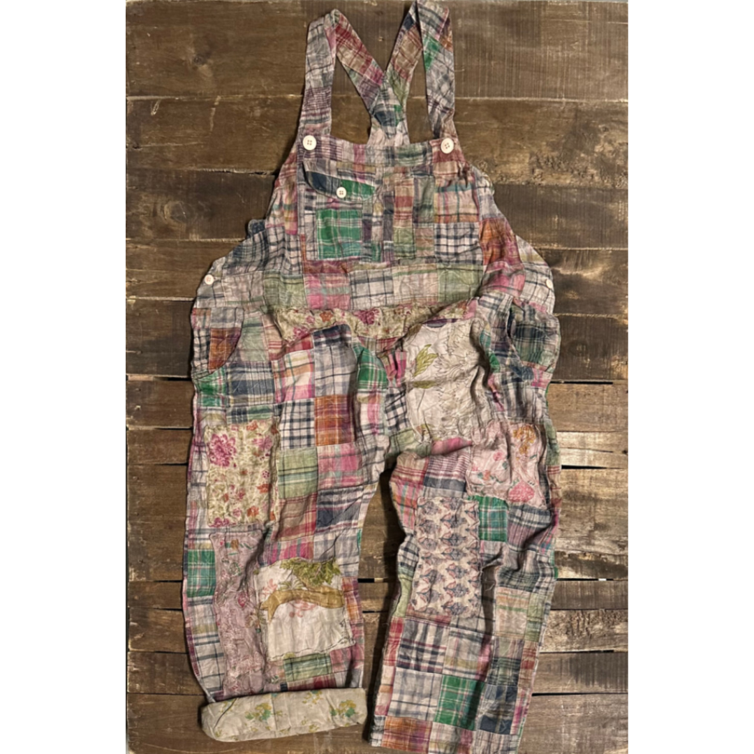 Travels Await Overalls - Navy Plaid