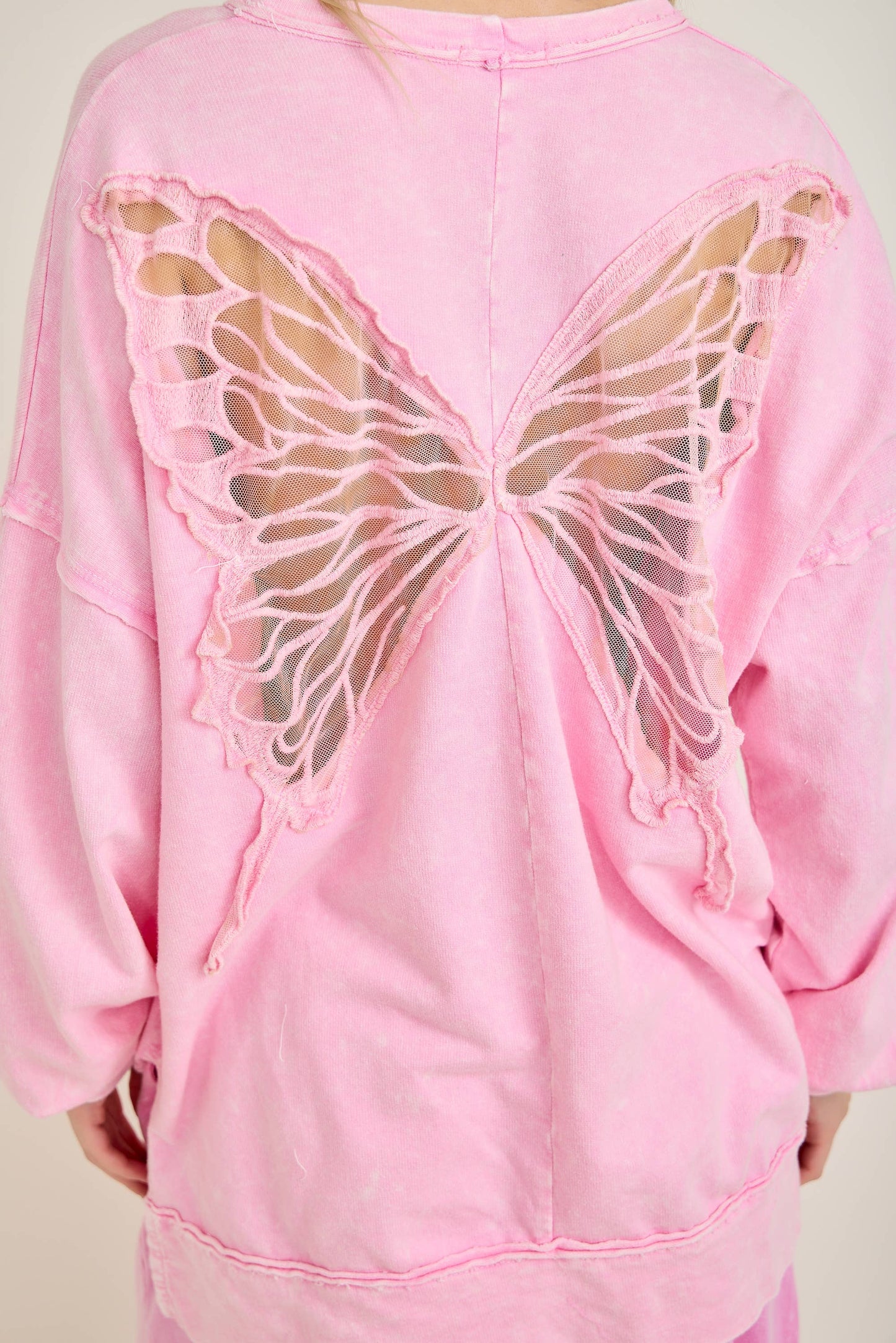 Mineral Wash Butterfly appliques Top