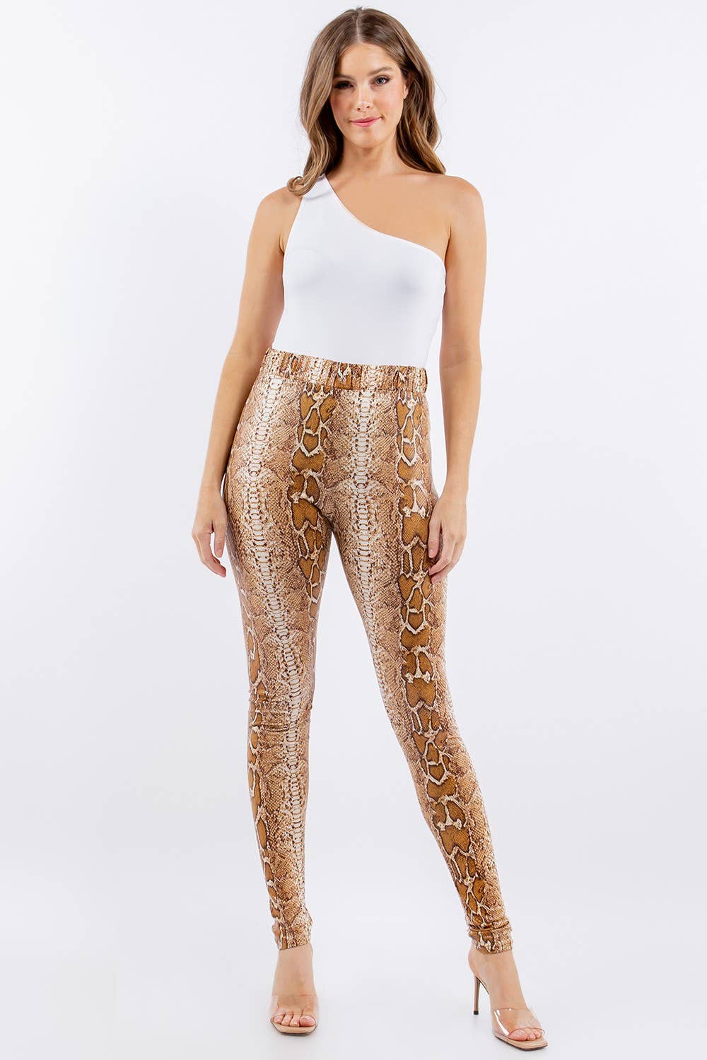 FAUX LEATHER PYTHON PRINT LEGGINGS