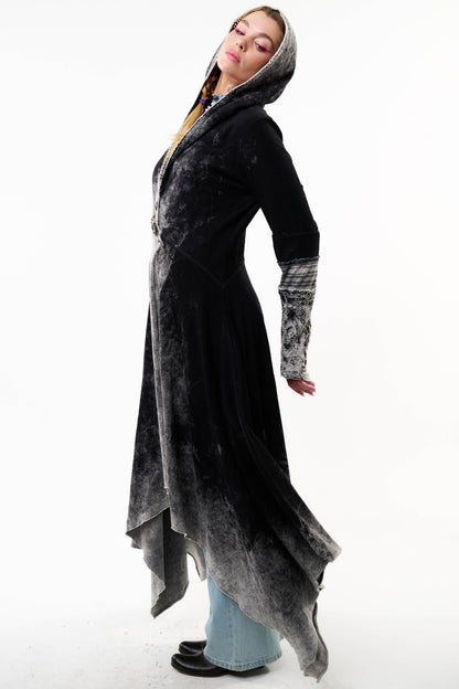 Forest Goddess French Terry Coat | Hooded Sweater| Long Coat