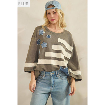 STAR SPANGLED OVERSIZED SWEATSHIRT PLUS SIZE