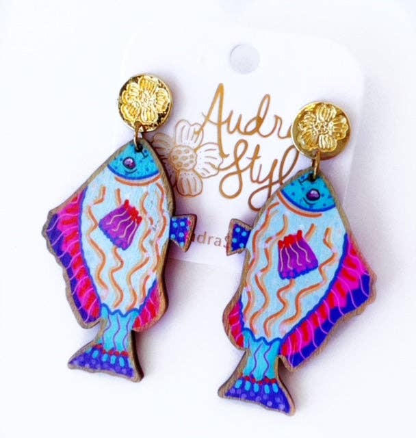 Light Blue Colorful Fish Dangle Earring