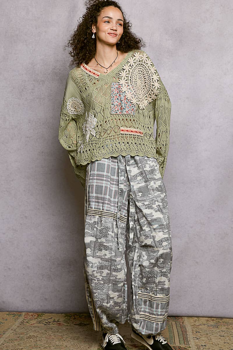 V-neck Long Sleeve Oversized Fit Summer Sweater Top