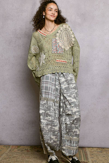 V-neck Long Sleeve Oversized Fit Summer Sweater Top