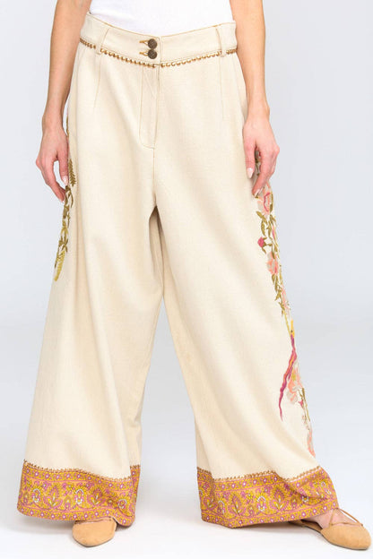 Time To Shine Denim Pants | Wide Leg Pants | Floral Pants