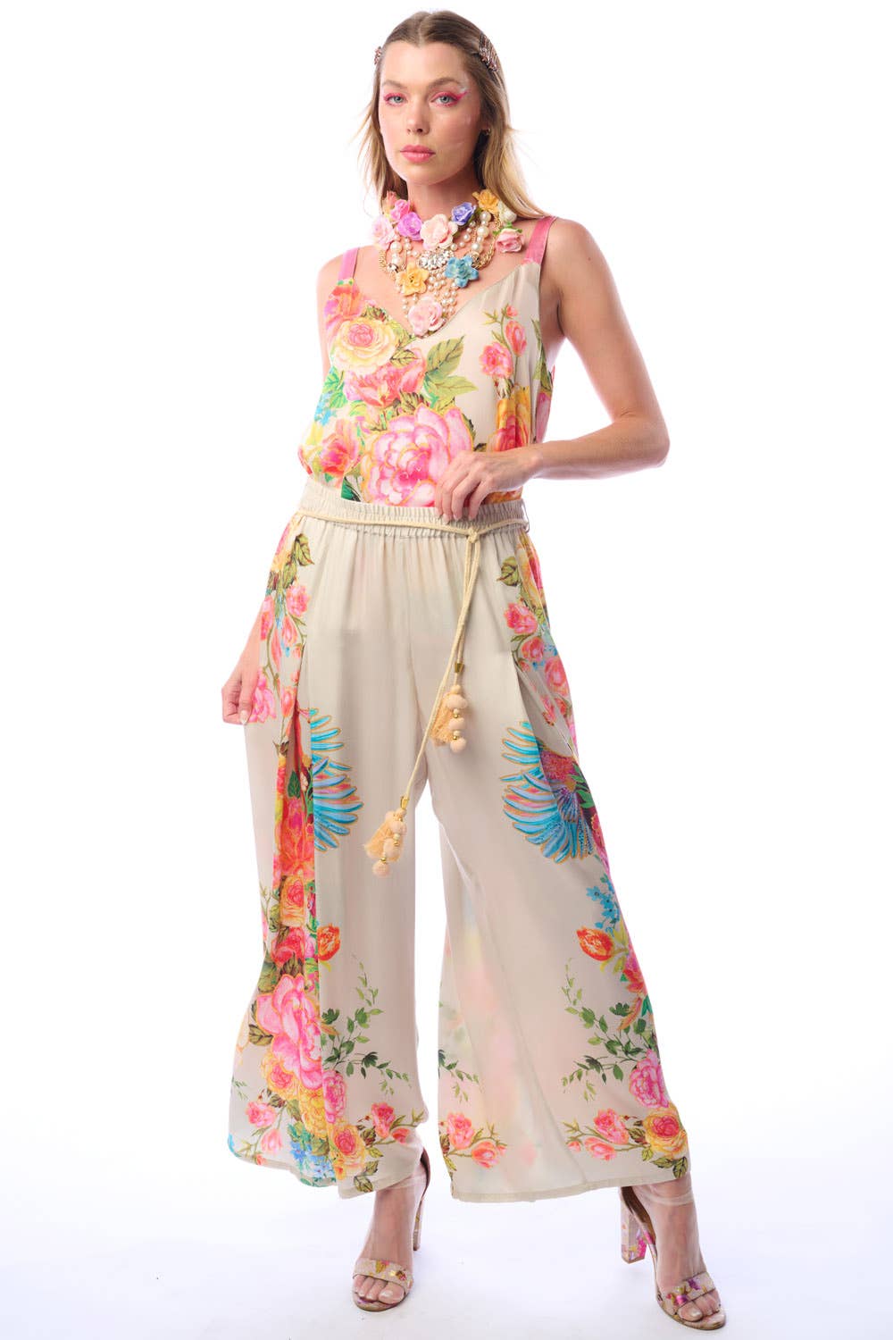 Earth Angels Pants | Wide Leg Pants | Peacock Print Pants