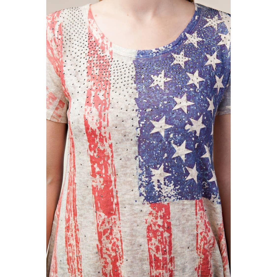 FLAG RHINESTONE TUNIC TOP