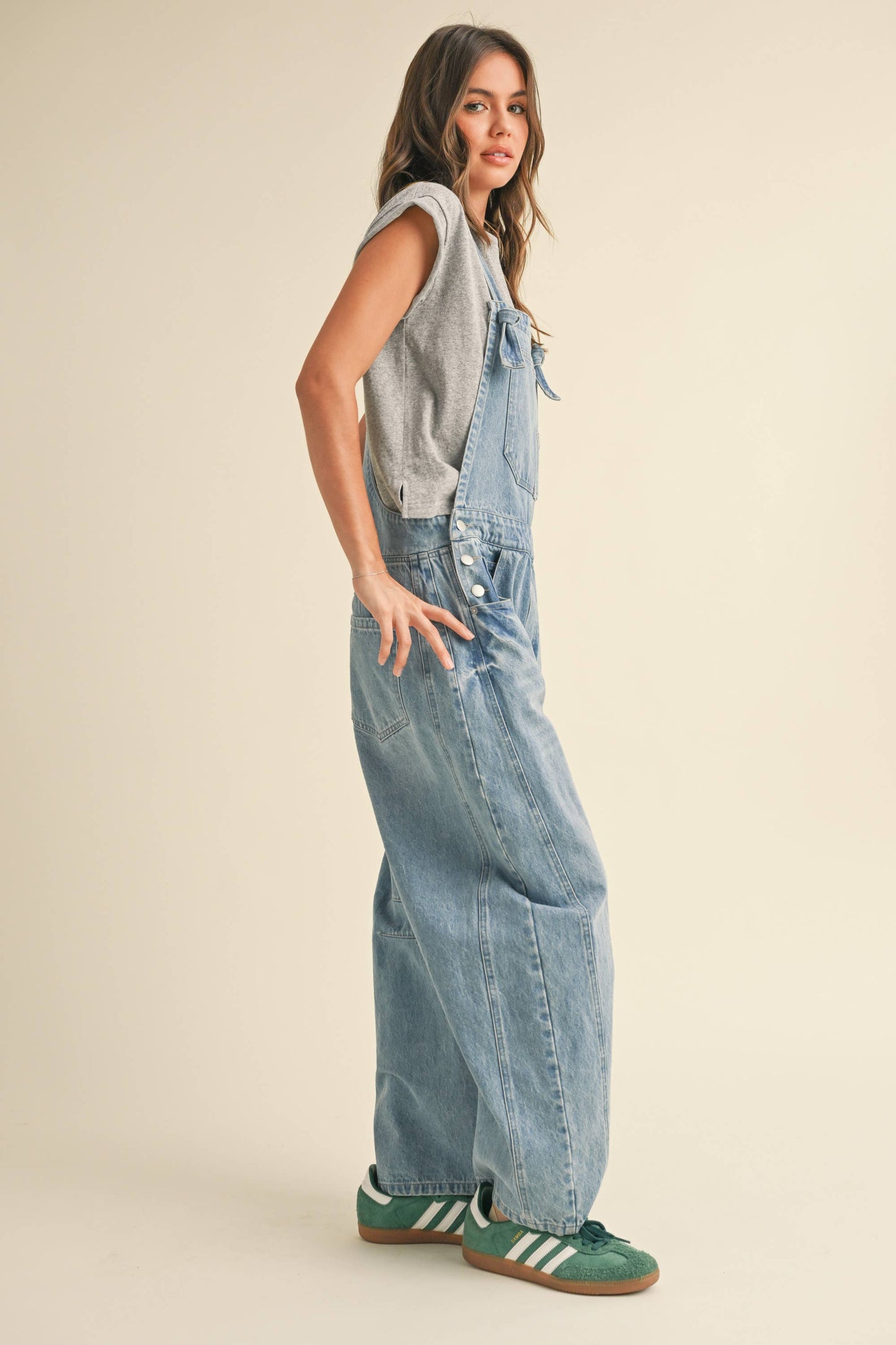 BARREL DENIM OVERALLS