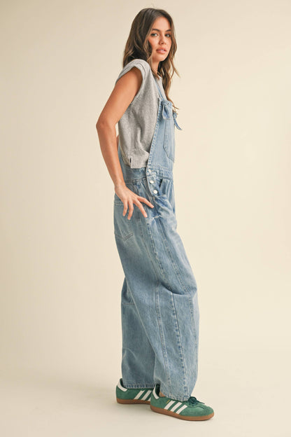 BARREL DENIM OVERALLS