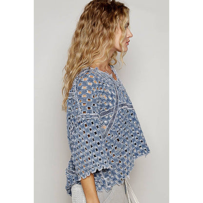 Vintage washed short sleeve front pocket top
