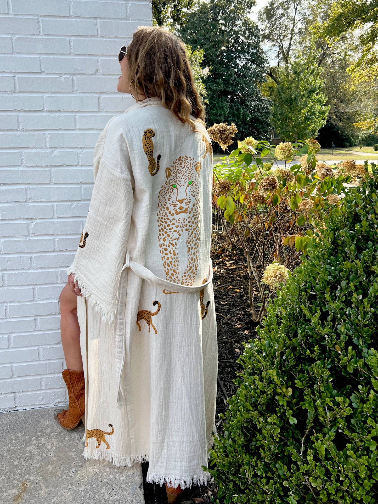 Tan Leopard Kaftan Robe