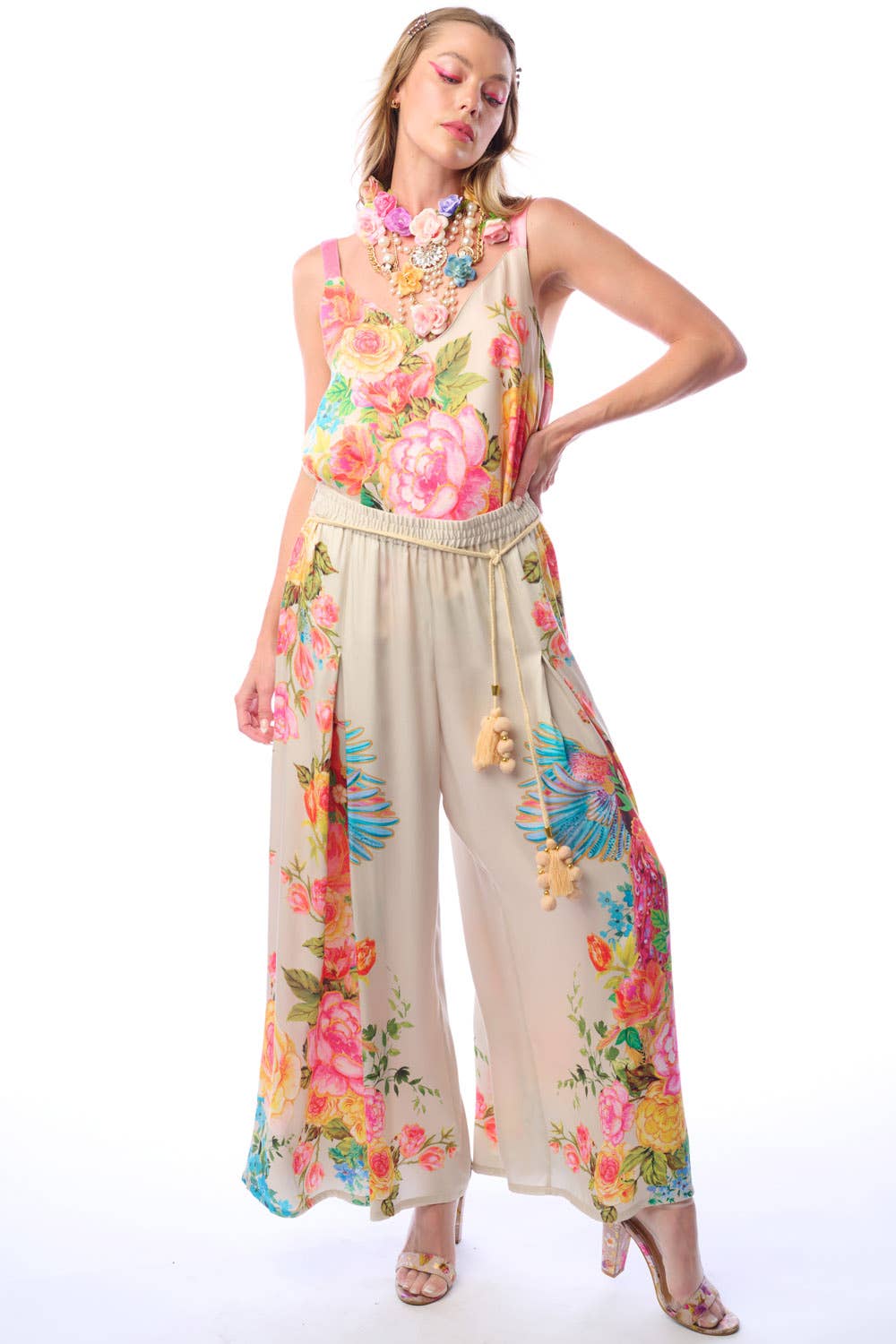 Earth Angels Pants | Wide Leg Pants | Peacock Print Pants