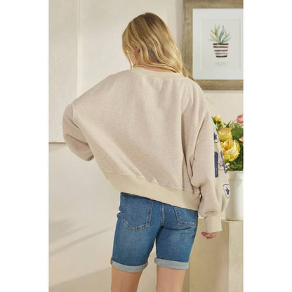 WASHED NUMBER PRINTED SWEATSHIRT TOP