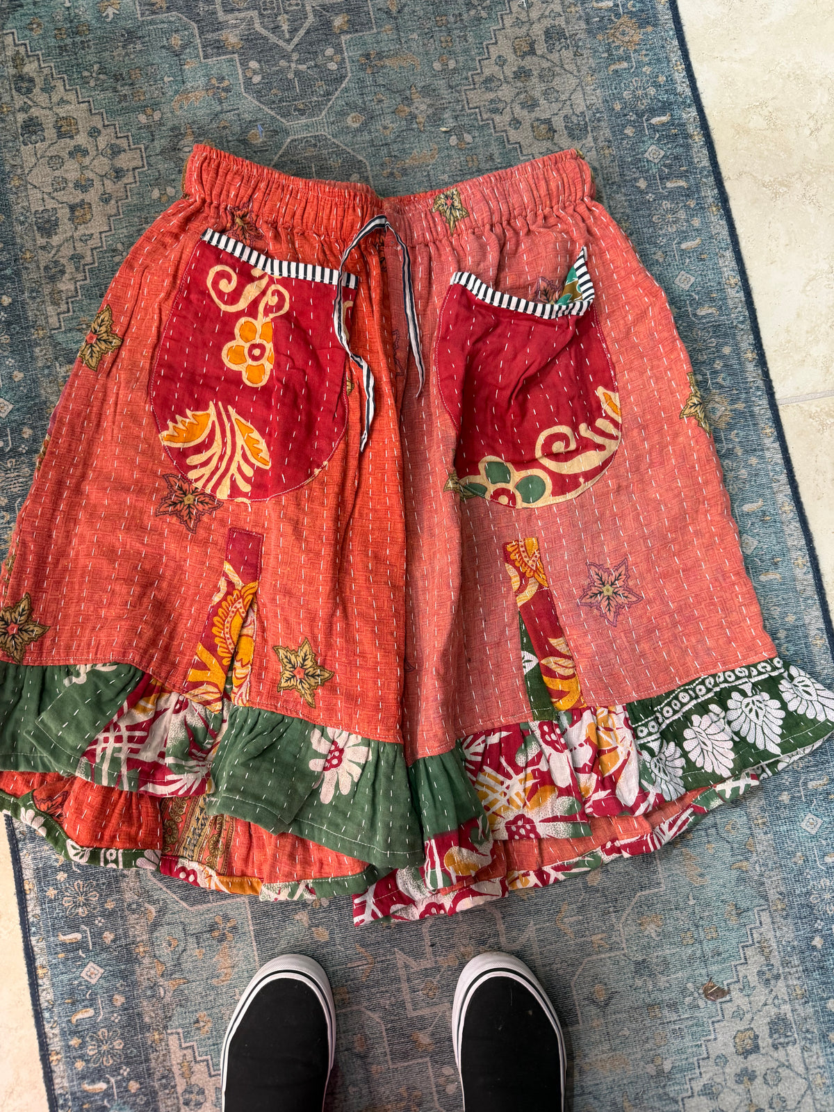 Sahara patchwork slit shorts