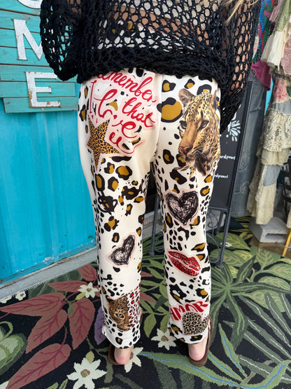 Italian Cream Leopard Love Graphic Sweatpants