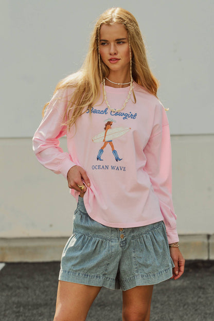 Light Wash Button Fly Gathered Denim Shorts