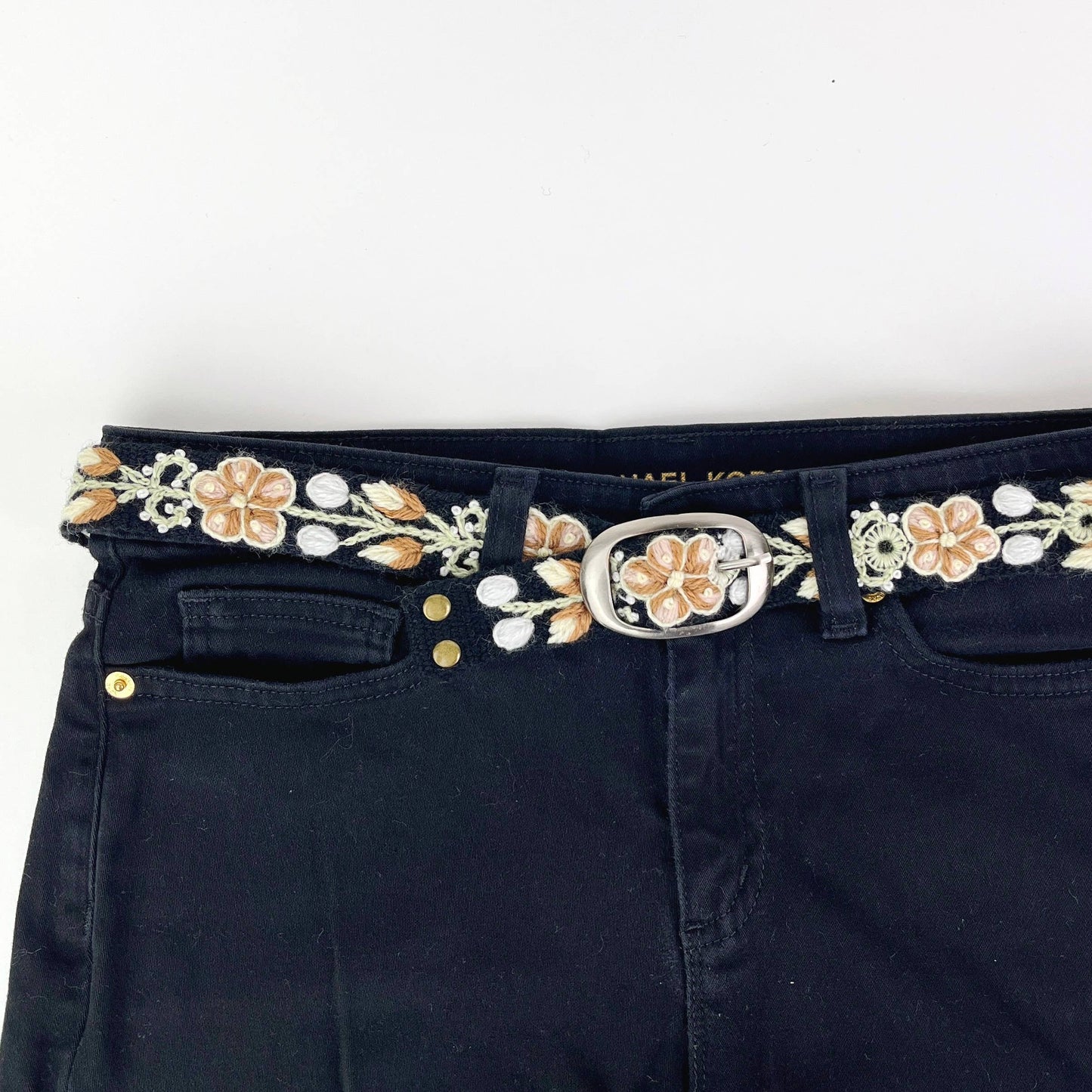 Cafecito Skinny Embroidered Belt