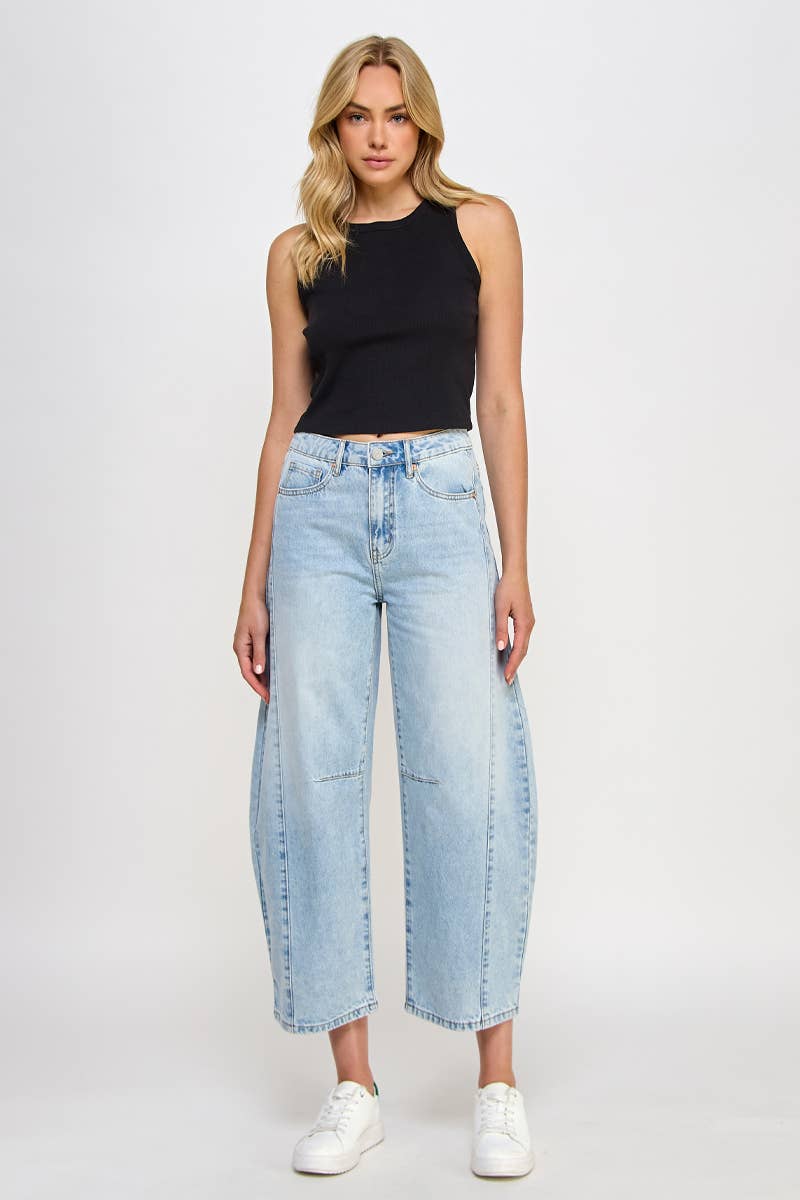HIGH RISE BAGGY DENIM BARREL JEANS