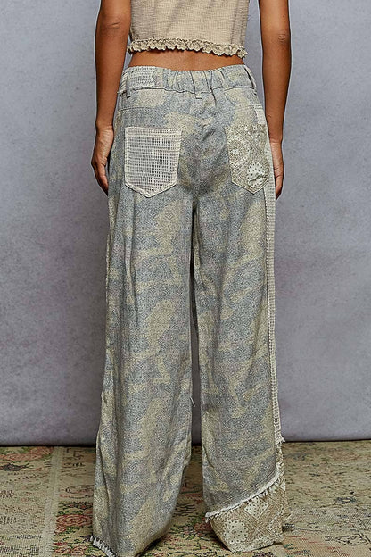 Stud Detailed Patchwork Denim Pants
