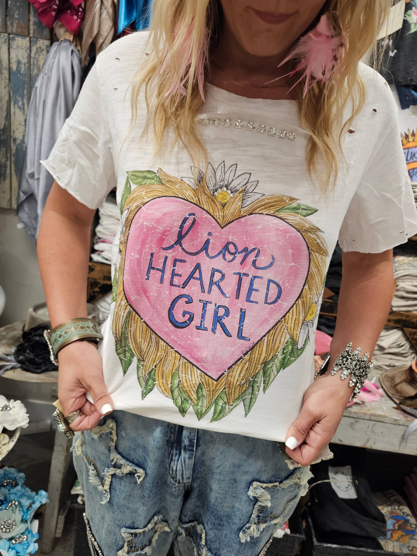 Lion Hearted Girl Tattered T-Shirt