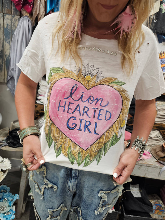 Lion Hearted Girl Tattered T-Shirt