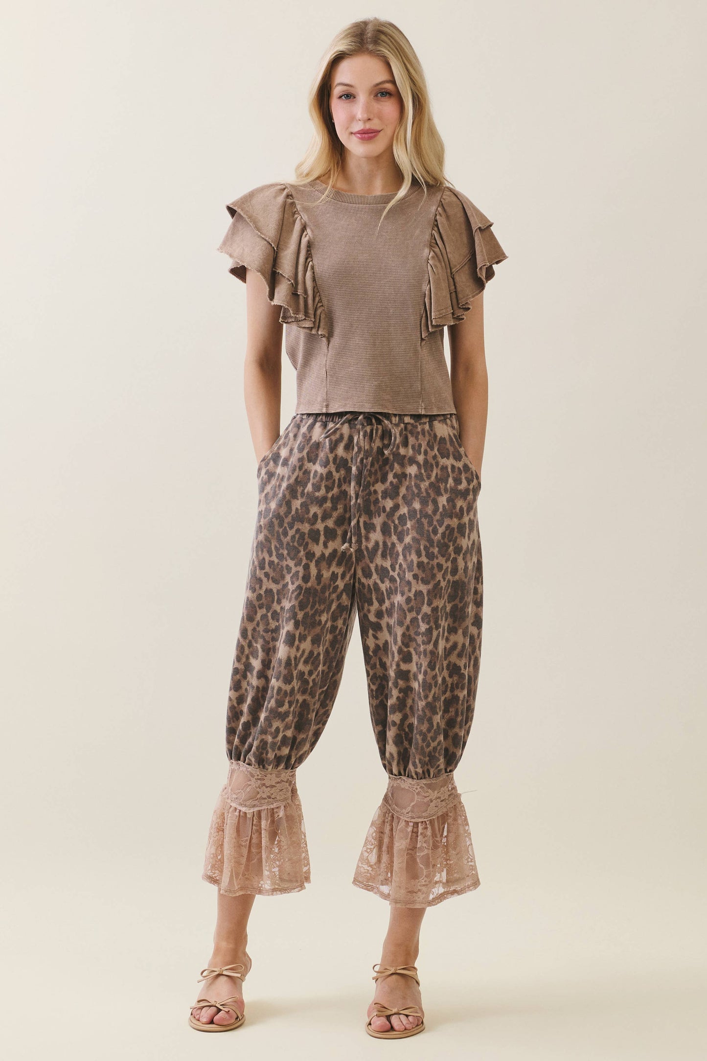 Leopard Print Lace Bloomer Pants