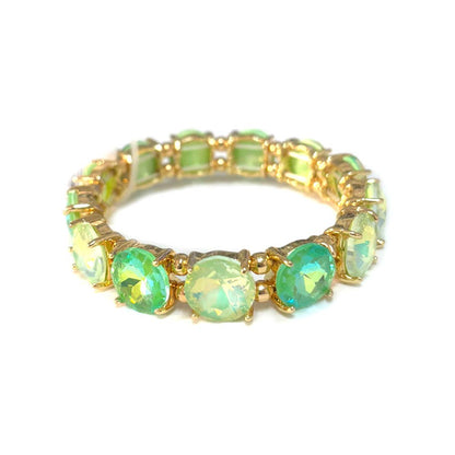12MM Round Cut Glass Crystal Linked Stretch Bracelet