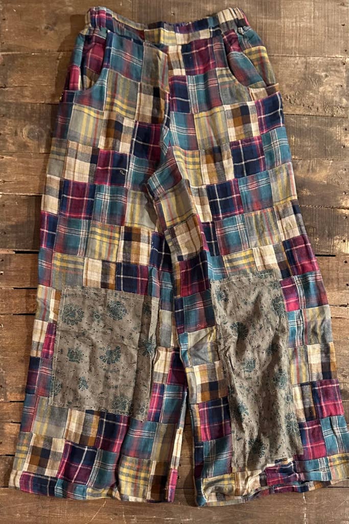 Plum Right Plaid Patchwork Pants