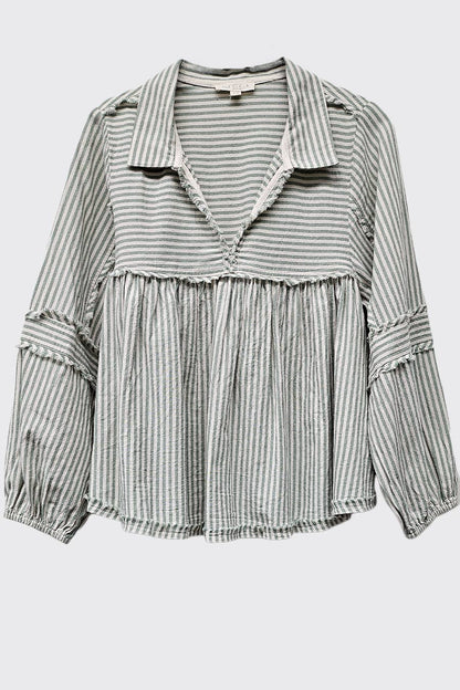Striped Bubble Blouse Top