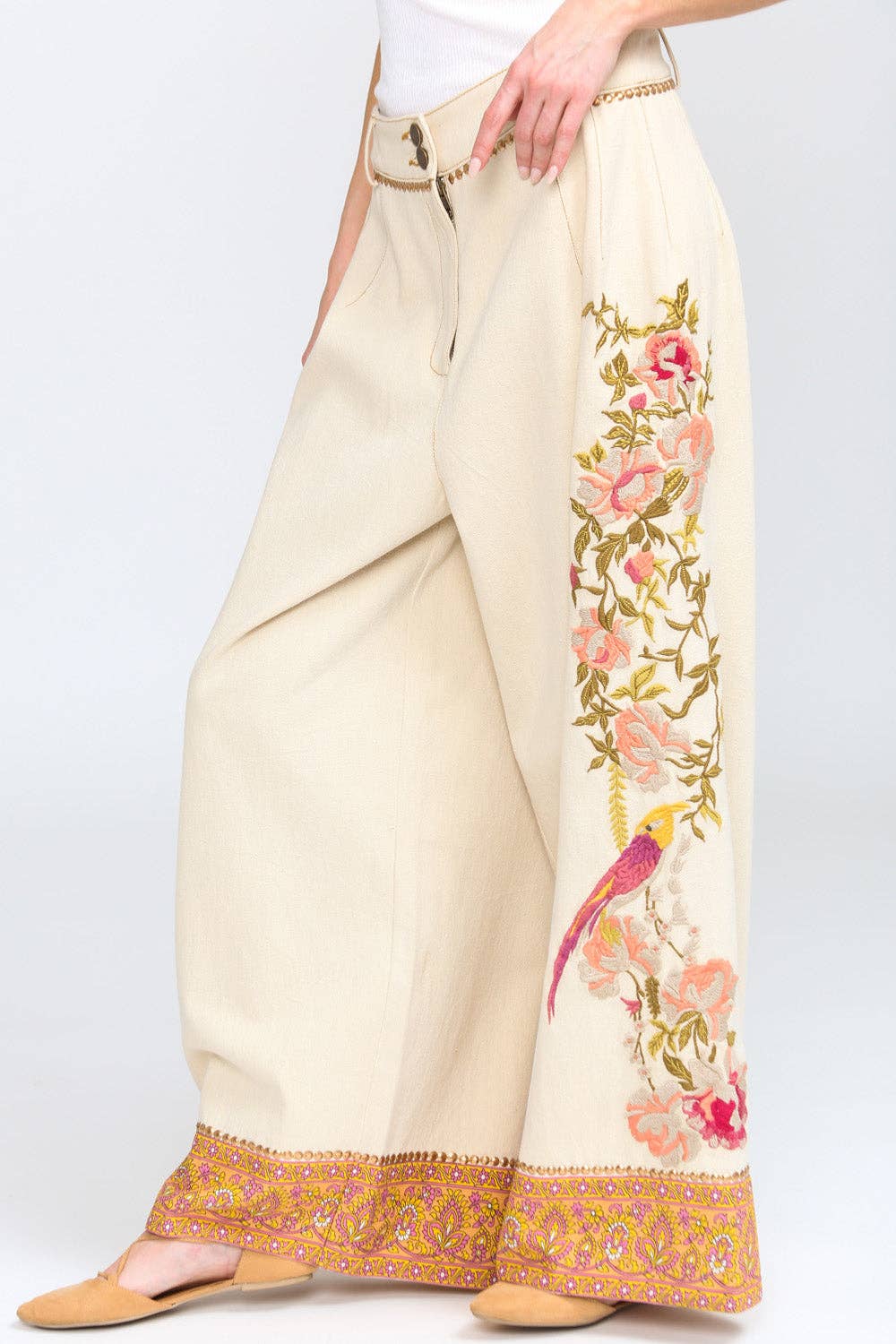 Time To Shine Denim Pants | Wide Leg Pants | Floral Pants