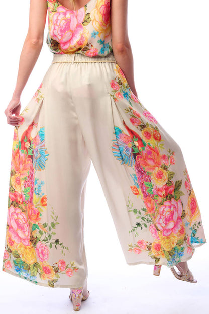 Earth Angels Pants | Wide Leg Pants | Peacock Print Pants