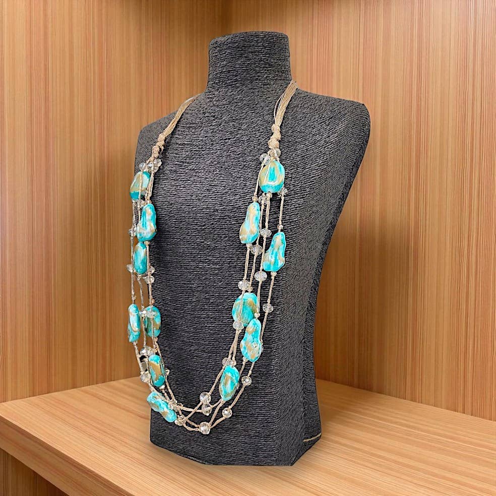 Chunky Turquoise Bead Statement Necklace | Coastal Jewelry