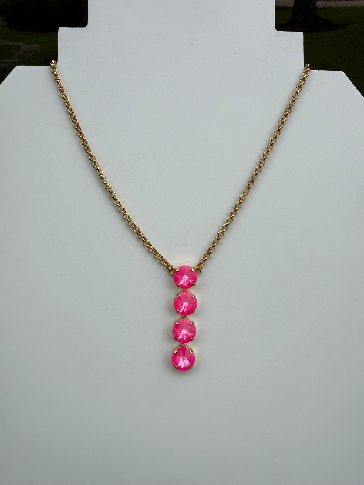 WETSTONE: Electric Pink Noir Drop Necklace