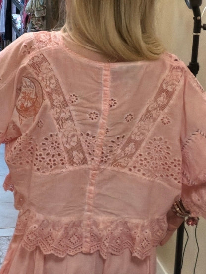 Pink Rose Eyelet Blouse
