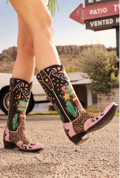 Double D Ranch x Old Gringo Best Western Animal Print Black & Pink Boots