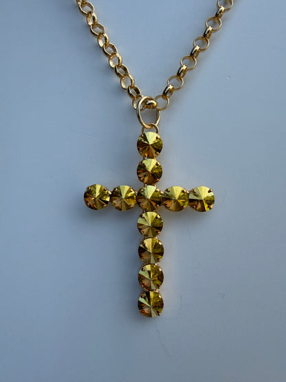 WETSTONE: Metallic Sunshine 3” Cross Necklace