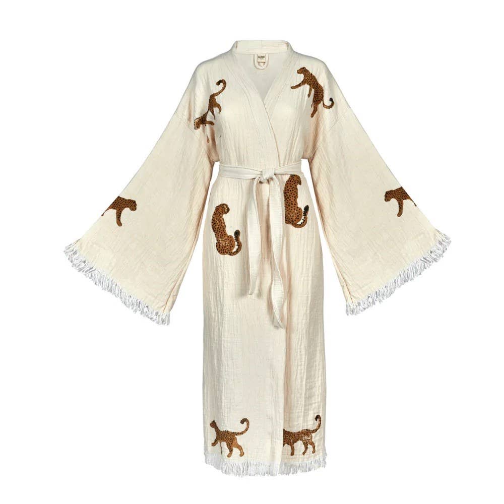 Tan Leopard Kaftan Robe