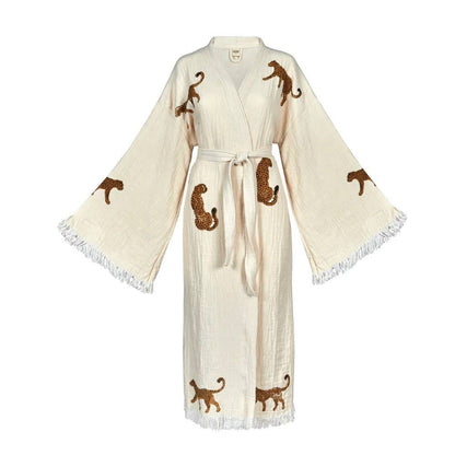 Tan Leopard Kaftan Robe