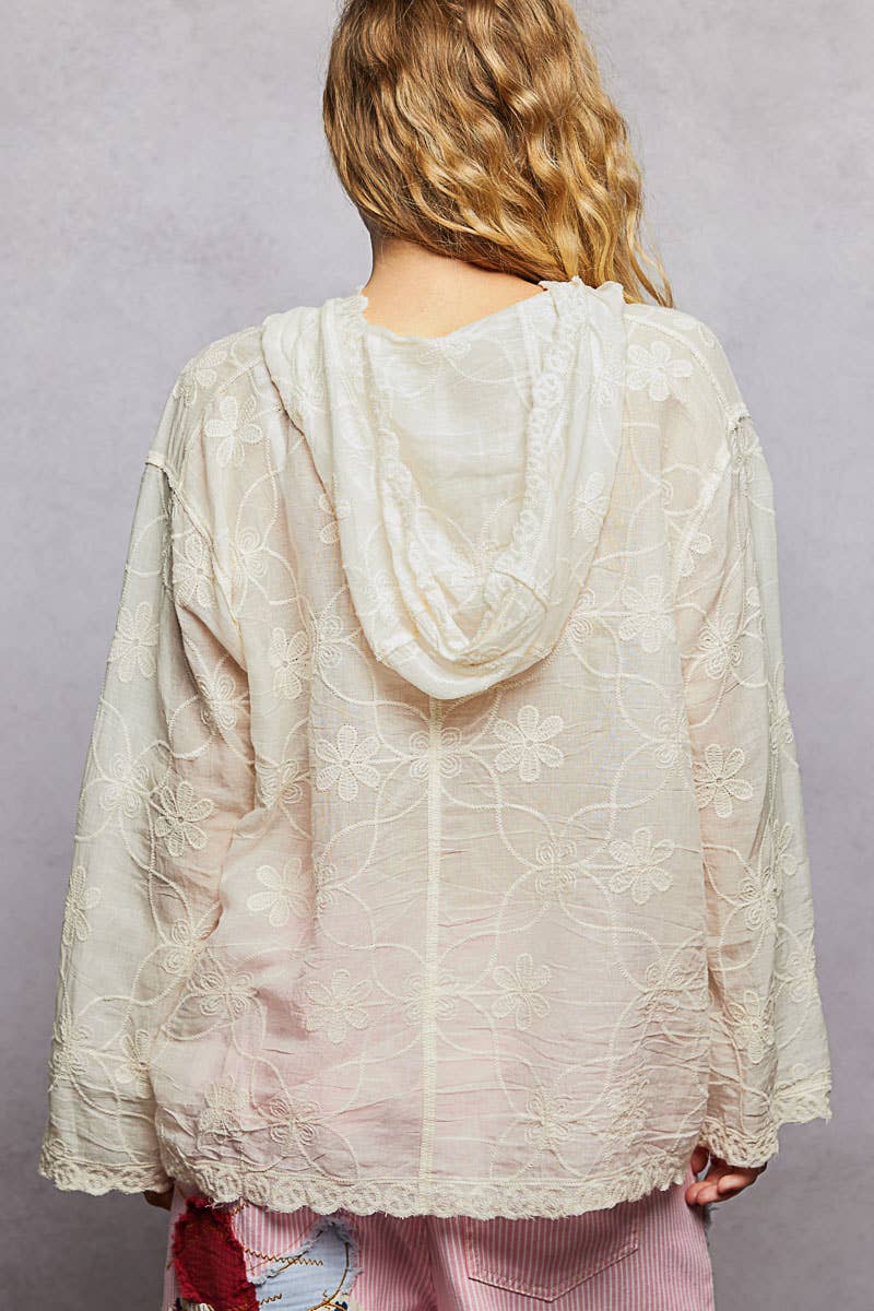 Boho Embroidered Linen Hooded Jacket